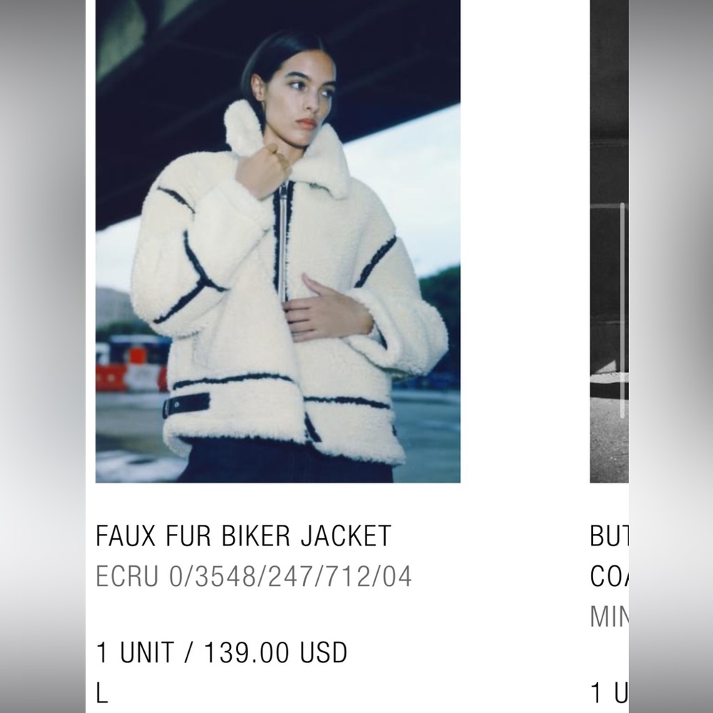 Zara faux fur biker jacket EUC large - Picture 3 of 7